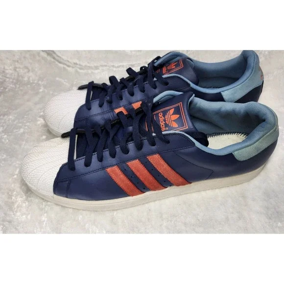 Adidas Mens Superstar Blue & Orange Sneakers/Shoes Size 19‎